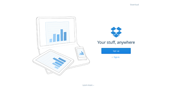Clean and simple interface from Dropbox.com