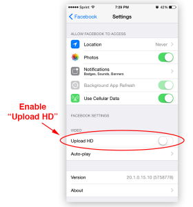 upload iphone video to facebook