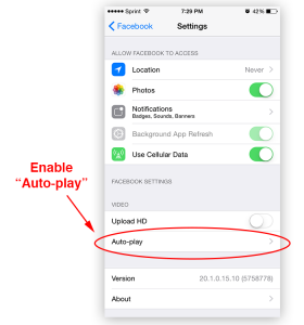 upload iphone video to facebook